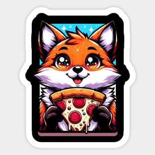 Funny Fox with Pizza Sticker